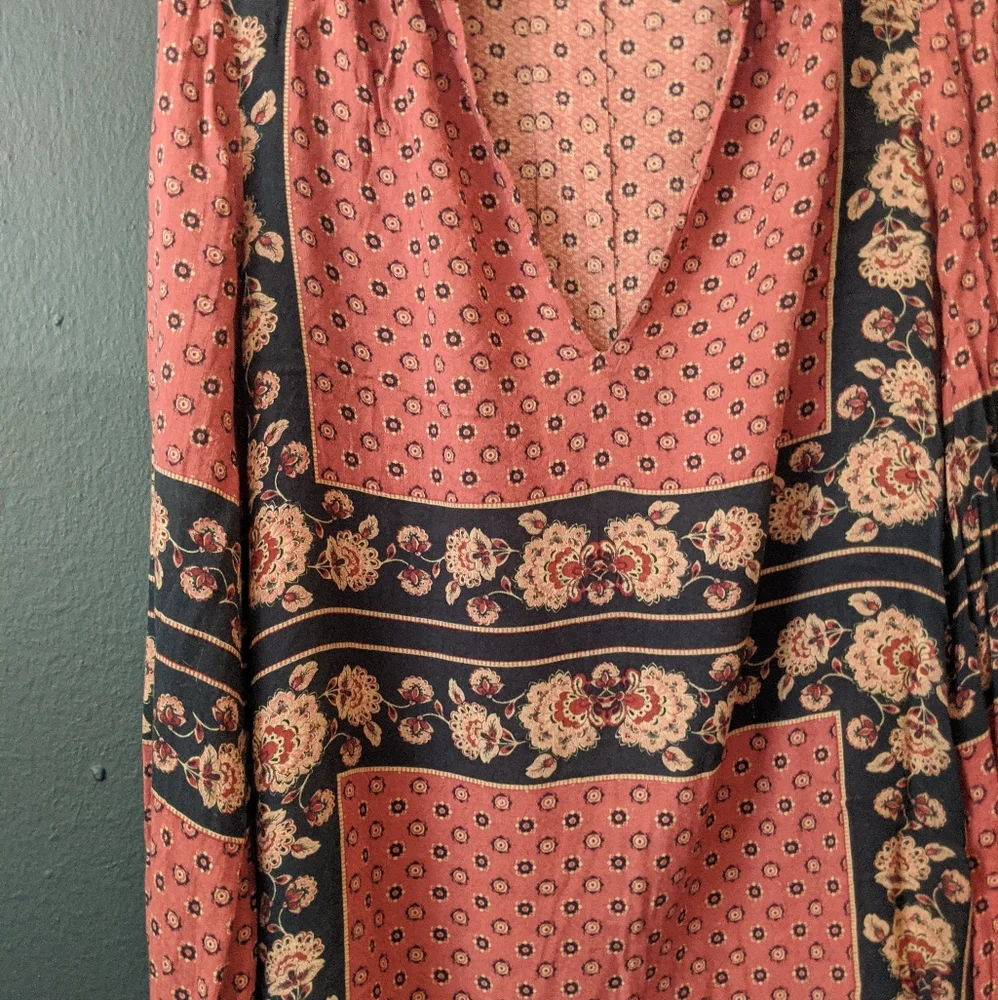 Free People Boho Western Floral Tunic Top